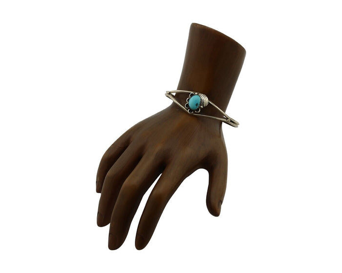 Navajo Handmade Bracelet 925 Silver Natural Blue Turquoise Native American C80s