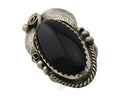 Navajo Handmade Ring 925 Silver Black Onyx Artist Signed Justin Morris C.80's