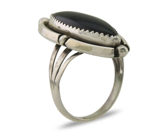 Navajo Handmade Ring 925 Silver Black Onyx Artist Signed SC C.80's
