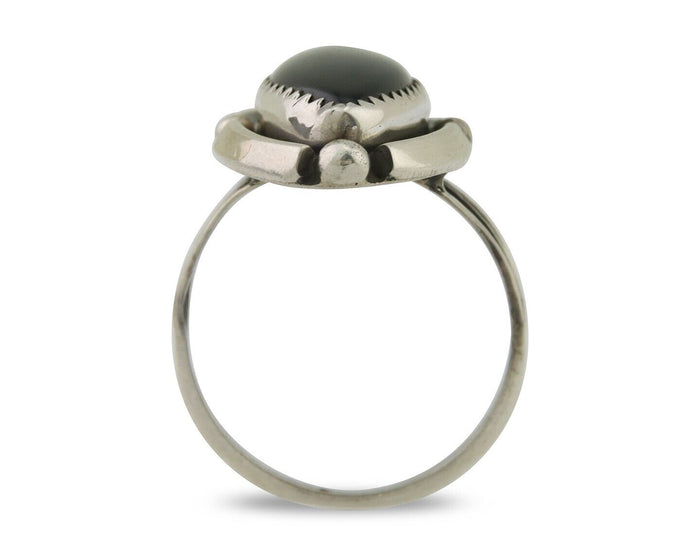 Navajo Handmade Ring 925 Silver Black Onyx Artist Signed SC C.80's