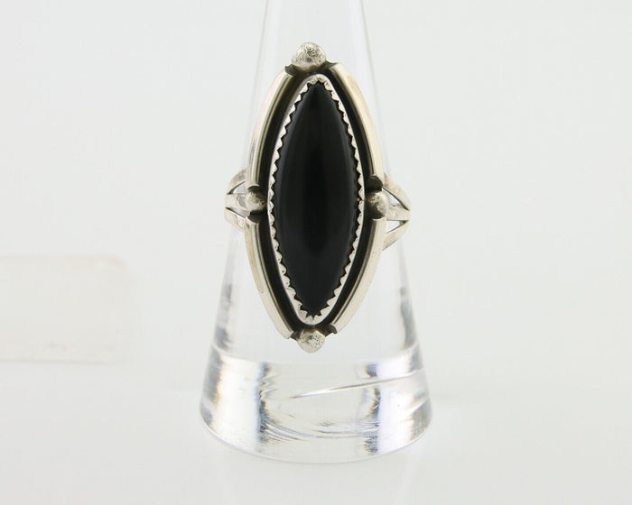 Navajo Handmade Ring 925 Silver Black Onyx Artist Signed SC C.80's