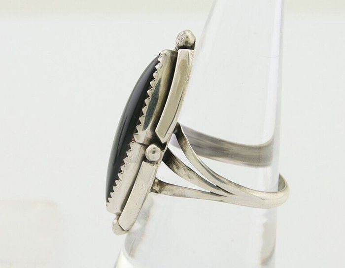 Navajo Handmade Ring 925 Silver Black Onyx Artist Signed SC C.80's
