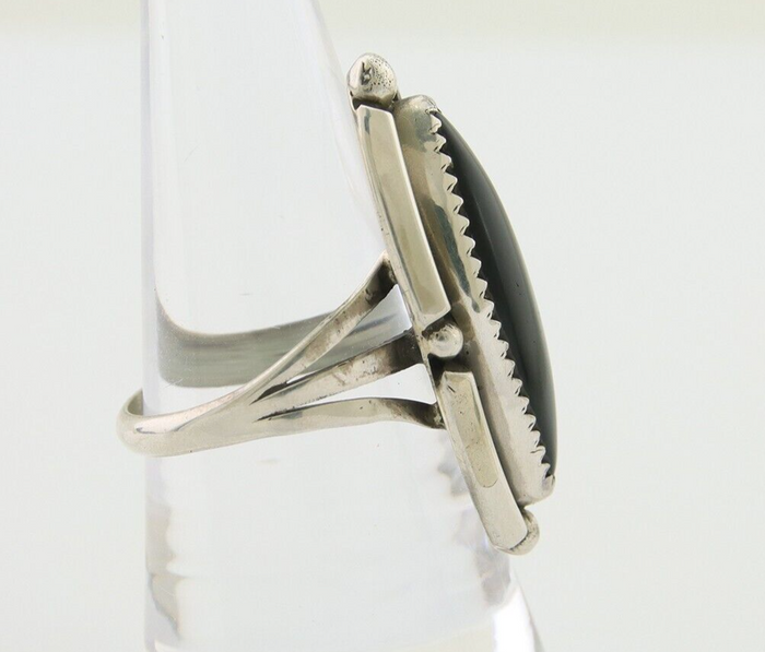 Navajo Handmade Ring 925 Silver Black Onyx Artist Signed SC C.80's