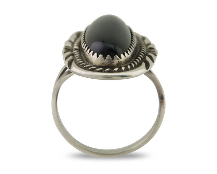 Navajo Handmade Ring 925 Silver Black Onyx Native American Artist C.80's