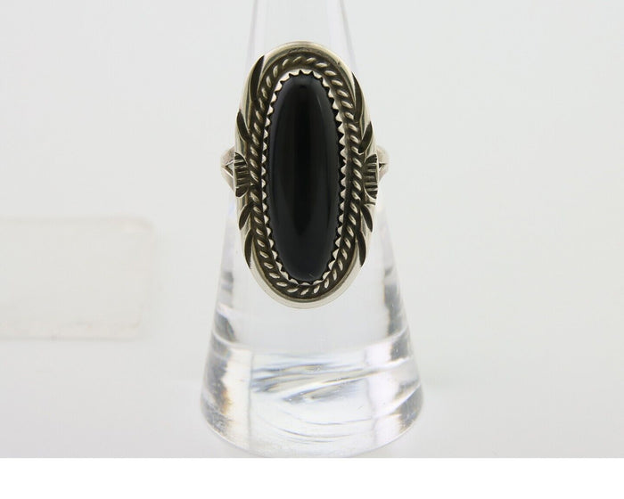 Navajo Handmade Ring 925 Silver Black Onyx Native American Artist C.80's