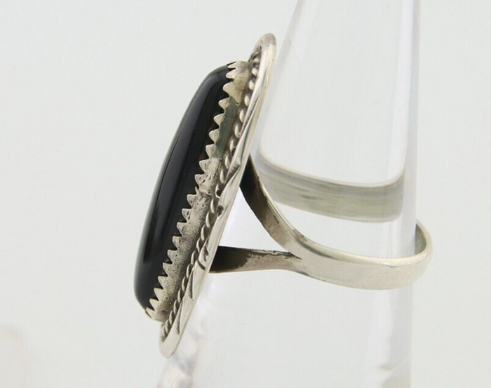 Navajo Handmade Ring 925 Silver Black Onyx Native American Artist C.80's