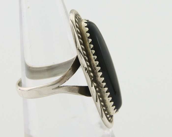 Navajo Handmade Ring 925 Silver Black Onyx Native American Artist C.80's