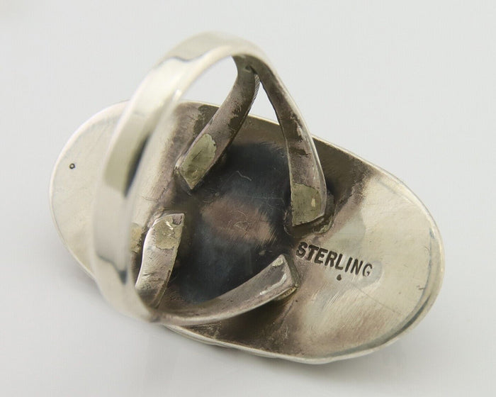 Navajo Handmade Ring 925 Silver Black Onyx Native American Artist C.80's
