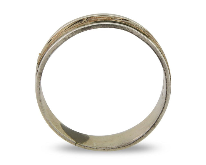 Navajo Handmade Ring 925 Silver & Gold Artist Signed E C.80's