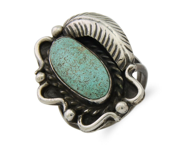 Navajo Handmade Ring 925 Silver Mine 8 Turquoise Native Artist C.80's