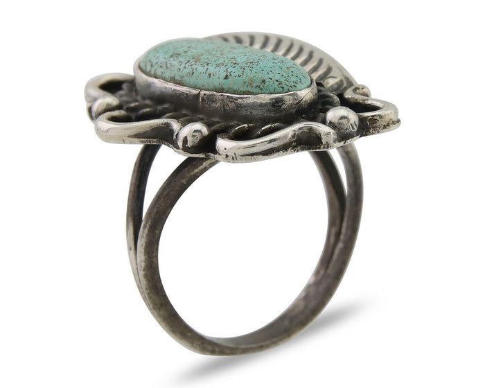Navajo Handmade Ring 925 Silver Mine 8 Turquoise Native Artist C.80's