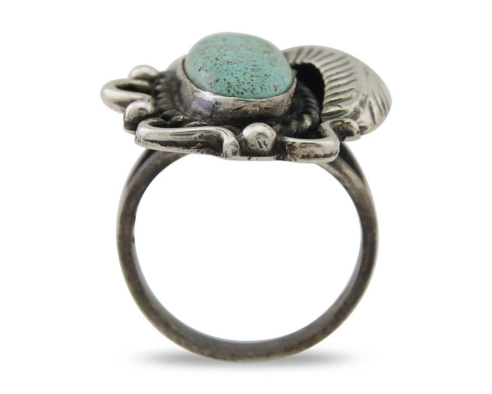 Navajo Handmade Ring 925 Silver Mine 8 Turquoise Native Artist C.80's