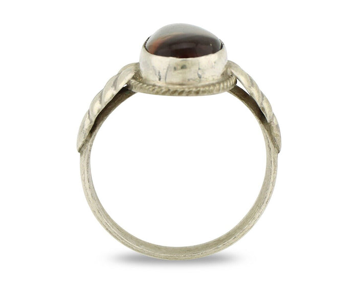 Navajo Handmade Ring 925 Silver Natural High Grade Fire Opal Native Artist C.80s