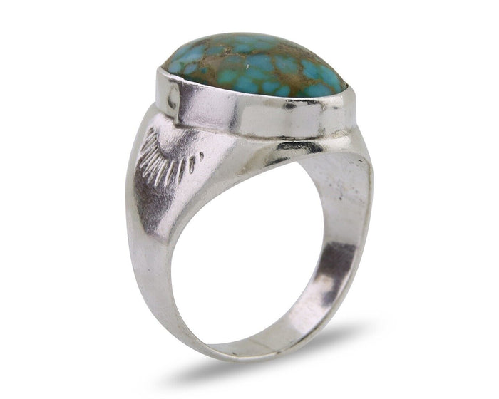 Navajo Handmade Ring 925 Silver Natural Mined Turquoise Artist C.80's