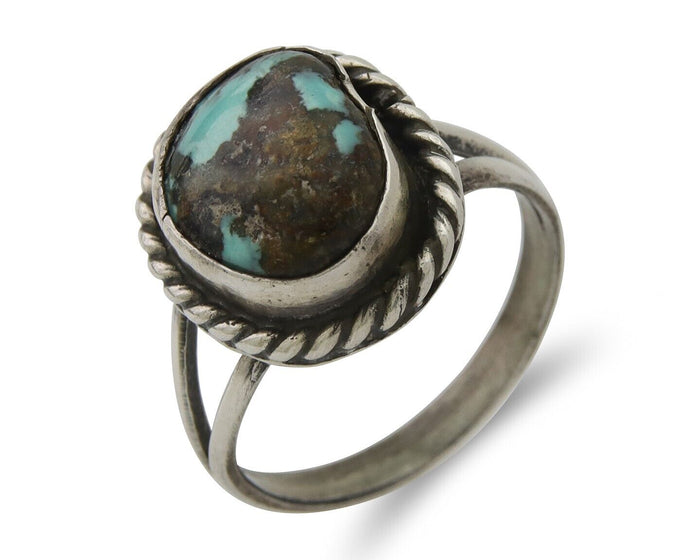Navajo Handmade Ring 925 Silver Natural Turquoise Native Artist C.80's