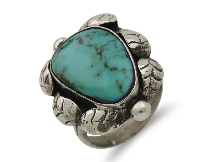 Navajo Handmade Ring 925 Silver Natural Turquoise Native Artist C.80's