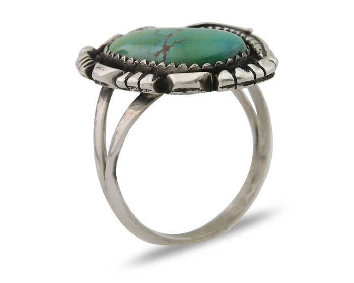 Navajo Handmade Ring 925 Silver Natural Turquoise Native Artist C.80's