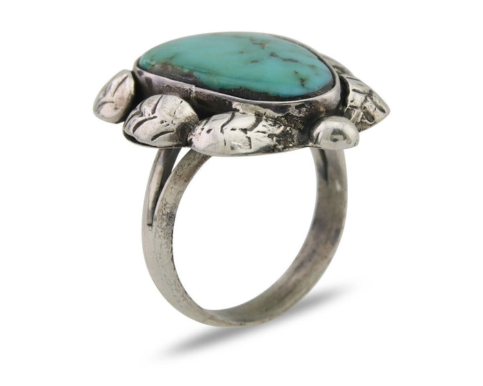 Navajo Handmade Ring 925 Silver Natural Turquoise Native Artist C.80's