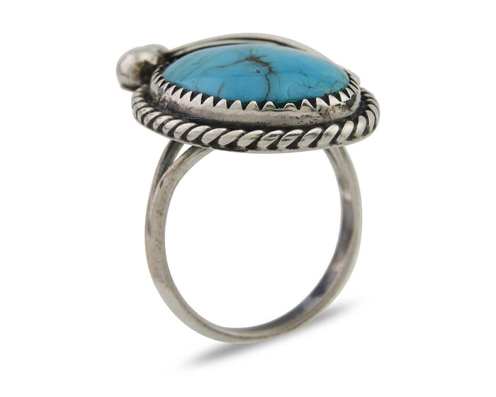 Navajo Handmade Ring 925 Silver Natural Turquoise Native Artist C.80's