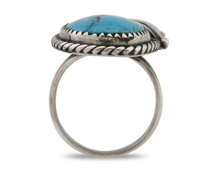 Navajo Handmade Ring 925 Silver Natural Turquoise Native Artist C.80's