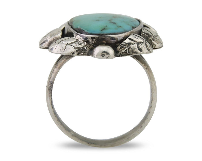 Navajo Handmade Ring 925 Silver Natural Turquoise Native Artist C.80's