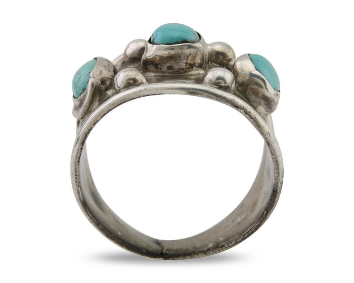 Navajo Handmade Ring 925 Silver Natural Turquoise Native Artist C.80's