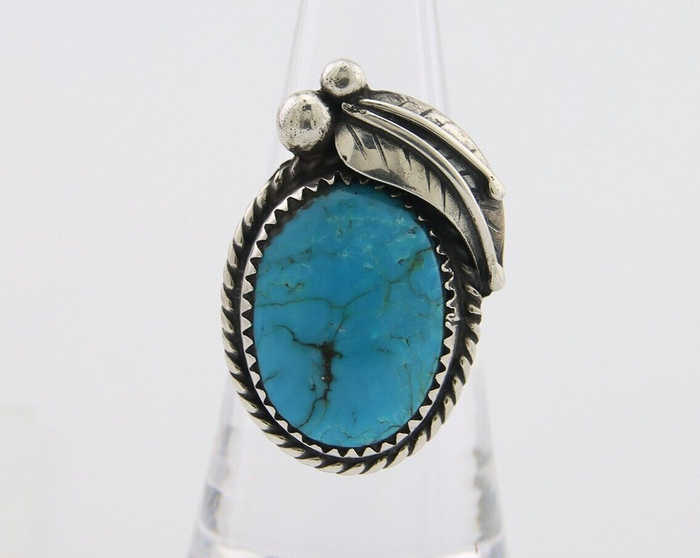 Navajo Handmade Ring 925 Silver Natural Turquoise Native Artist C.80's