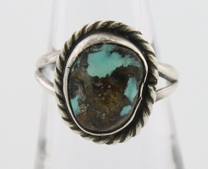 Navajo Handmade Ring 925 Silver Natural Turquoise Native Artist C.80's
