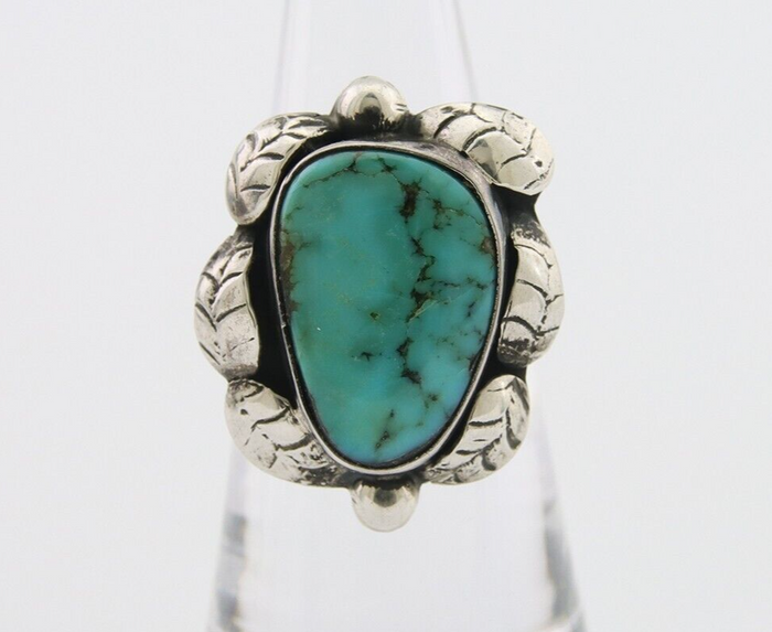 Navajo Handmade Ring 925 Silver Natural Turquoise Native Artist C.80's