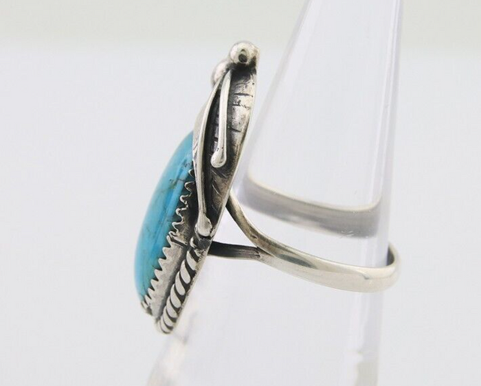 Navajo Handmade Ring 925 Silver Natural Turquoise Native Artist C.80's