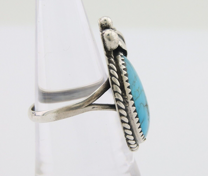 Navajo Handmade Ring 925 Silver Natural Turquoise Native Artist C.80's