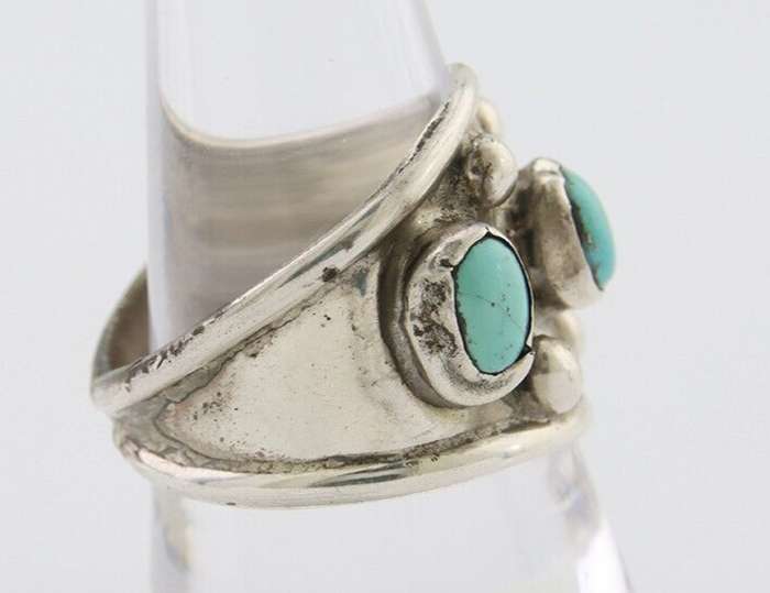 Navajo Handmade Ring 925 Silver Natural Turquoise Native Artist C.80's