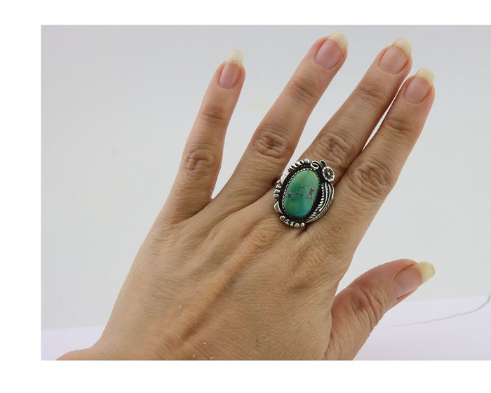 Navajo Handmade Ring 925 Silver Natural Turquoise Native Artist C.80's