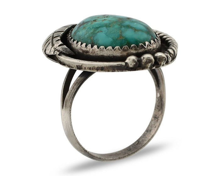 Navajo Handmade Ring 925 Silver spiderweb Turquoise Native Artist C.80's