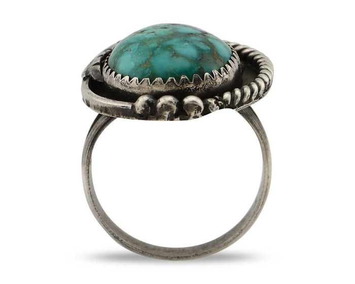 Navajo Handmade Ring 925 Silver spiderweb Turquoise Native Artist C.80's