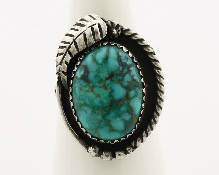 Navajo Handmade Ring 925 Silver spiderweb Turquoise Native Artist C.80's