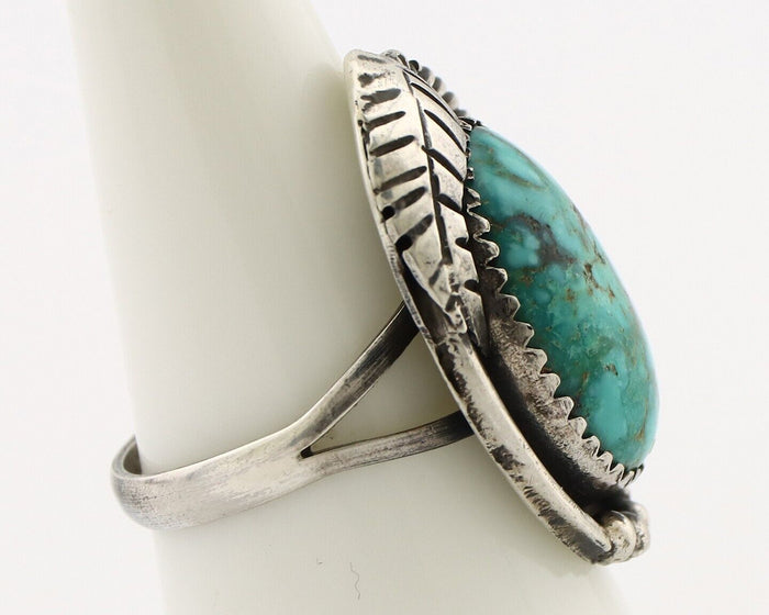Navajo Handmade Ring 925 Silver spiderweb Turquoise Native Artist C.80's