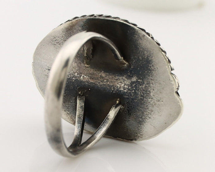 Navajo Handmade Ring 925 Silver spiderweb Turquoise Native Artist C.80's