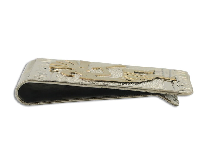 Navajo Money Clip .925 Silver Gold Plate & .999 Nickle Native Artist C.80's