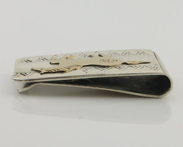 Navajo Money Clip .925 Silver Gold Plate & .999 Nickle Native Artist C.80's