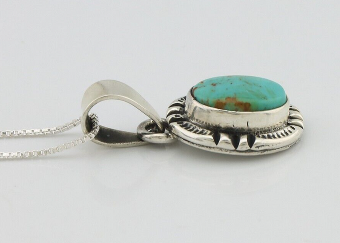 Navajo Necklace 925 Silver Arizona Turquoise Handmade Signed Gecko C.90's