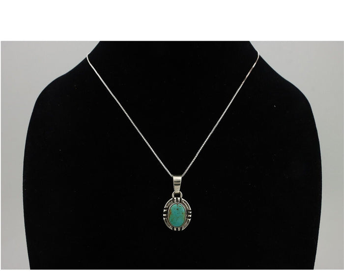 Navajo Necklace 925 Silver Arizona Turquoise Handmade Signed Gecko C.90's