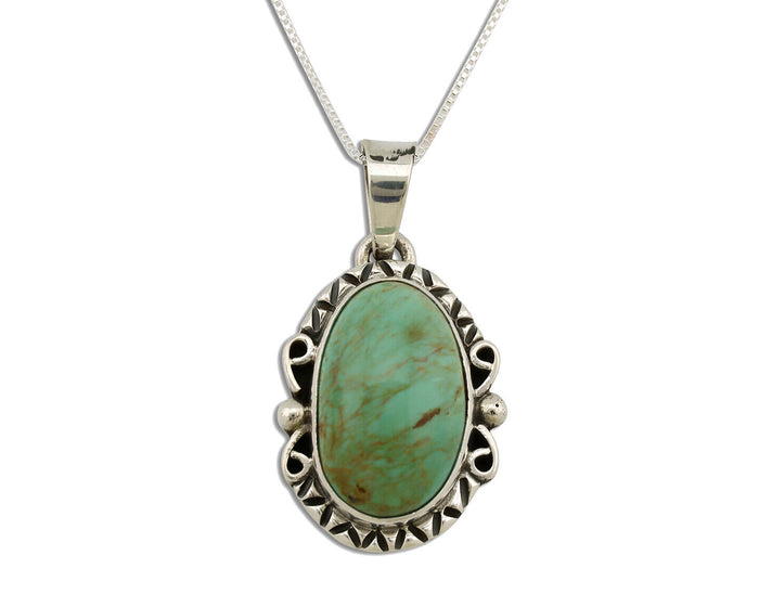 Navajo Necklace .925 Silver Kingman Turquoise Native American Signed C.1980's