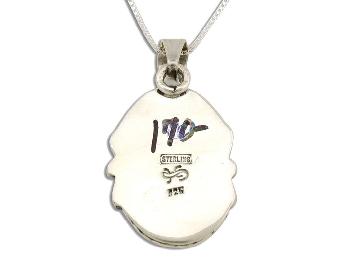 Navajo Necklace .925 Silver Kingman Turquoise Native American Signed C.1980's