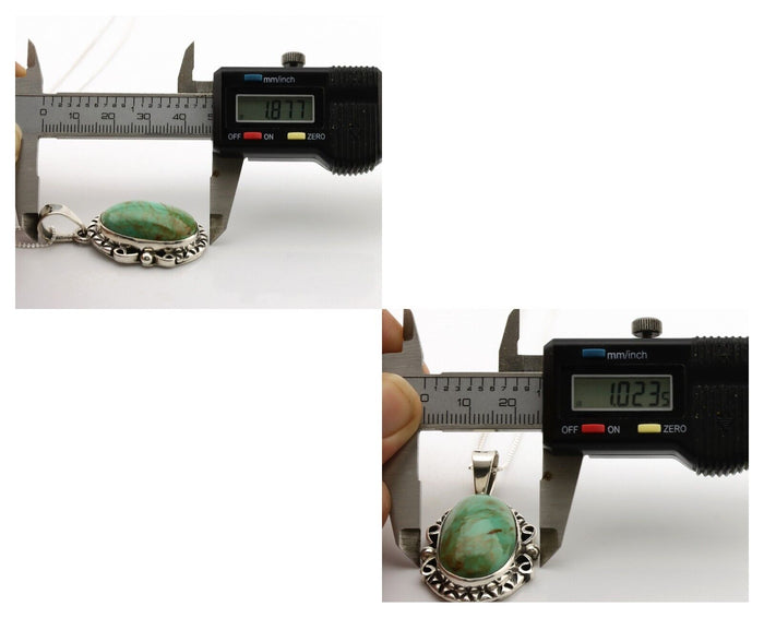 Navajo Necklace .925 Silver Kingman Turquoise Native American Signed C.1980's