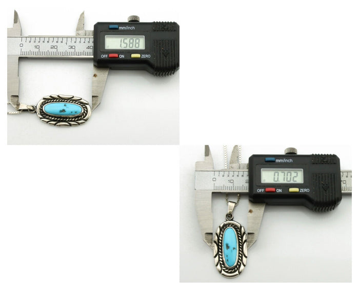 Navajo Necklace .925 Silver Sleeping Beauty Turquoise Signed M Montoya C.80's