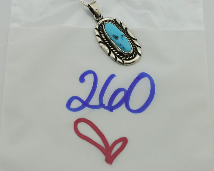 Navajo Necklace .925 Silver Sleeping Beauty Turquoise Signed M Montoya C.80's