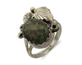 Navajo Ring .925 Silver Army Green Turquoise Native American Artist C.1980's