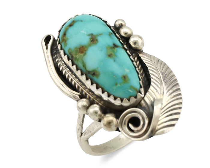 Navajo Ring 925 Silver Blue Gem Turquoise Artist Signed Morris C.80's