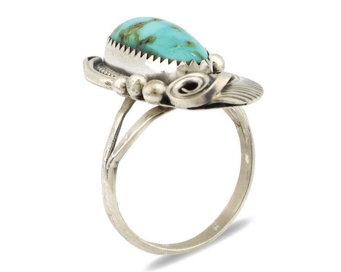 Navajo Ring 925 Silver Blue Gem Turquoise Artist Signed Morris C.80's
